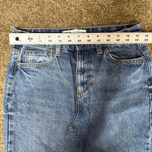 Zara Maxi Denim Skirt Womens XS Y2K Jean Blue Front Slit Streetwear Frayed 90s - Picture 9 of 13